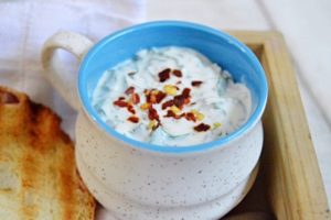 food styling Spinach and kale yogurt dip 