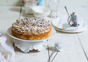 food photography Coconut Crumb Top Cake 