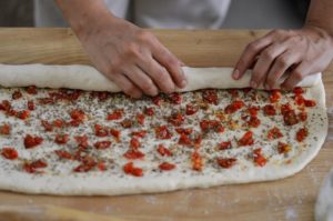 Oven roasted tomatoes and basil Pane Bianco