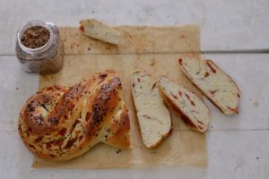 Oven roasted tomatoes and basil Pane Bianco