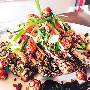 Seven Seed Crusted Teriyaki Paneer-Crunchy Asian Salad