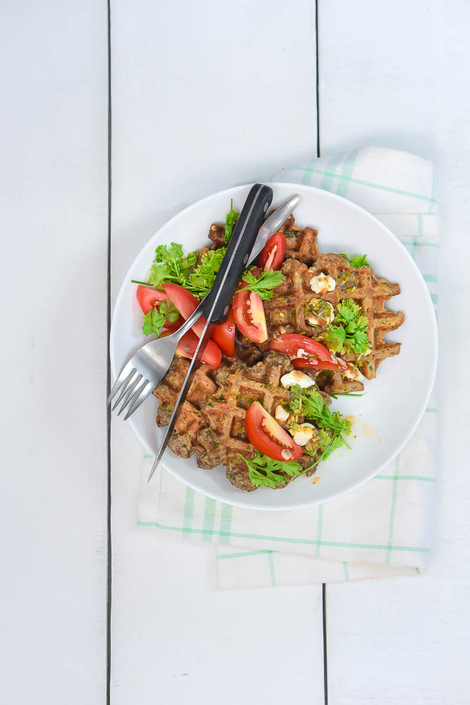 Multigrain Health Flour Waffles with Chia Dip