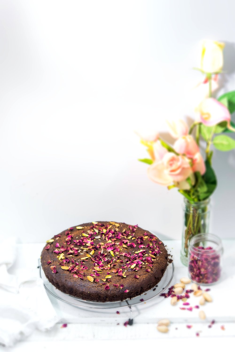 Rose Pistachio Chocolate Cake