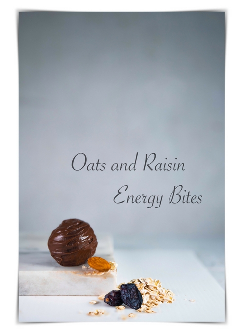 Oats and raisin with cocoa powder energy bites